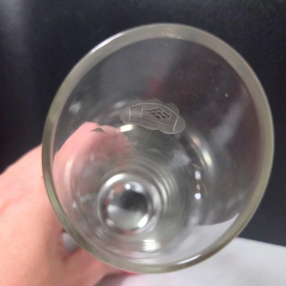 Vintage Etched Glass Rose Bud Vase Slanted Rim Floral Cut Design